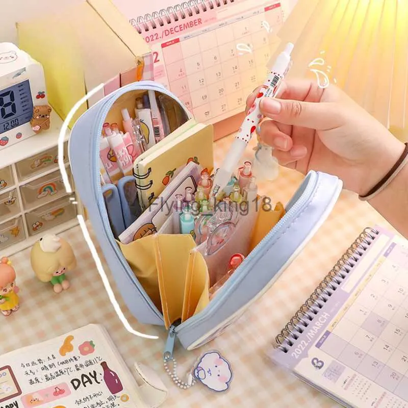 Wholesale Cute Bear Cute Pink Pencil Case Large Capacity Clear Pen Storage  For School Stationery Gift Kawaii Style HKD230831 From Flying_king18, $7.62